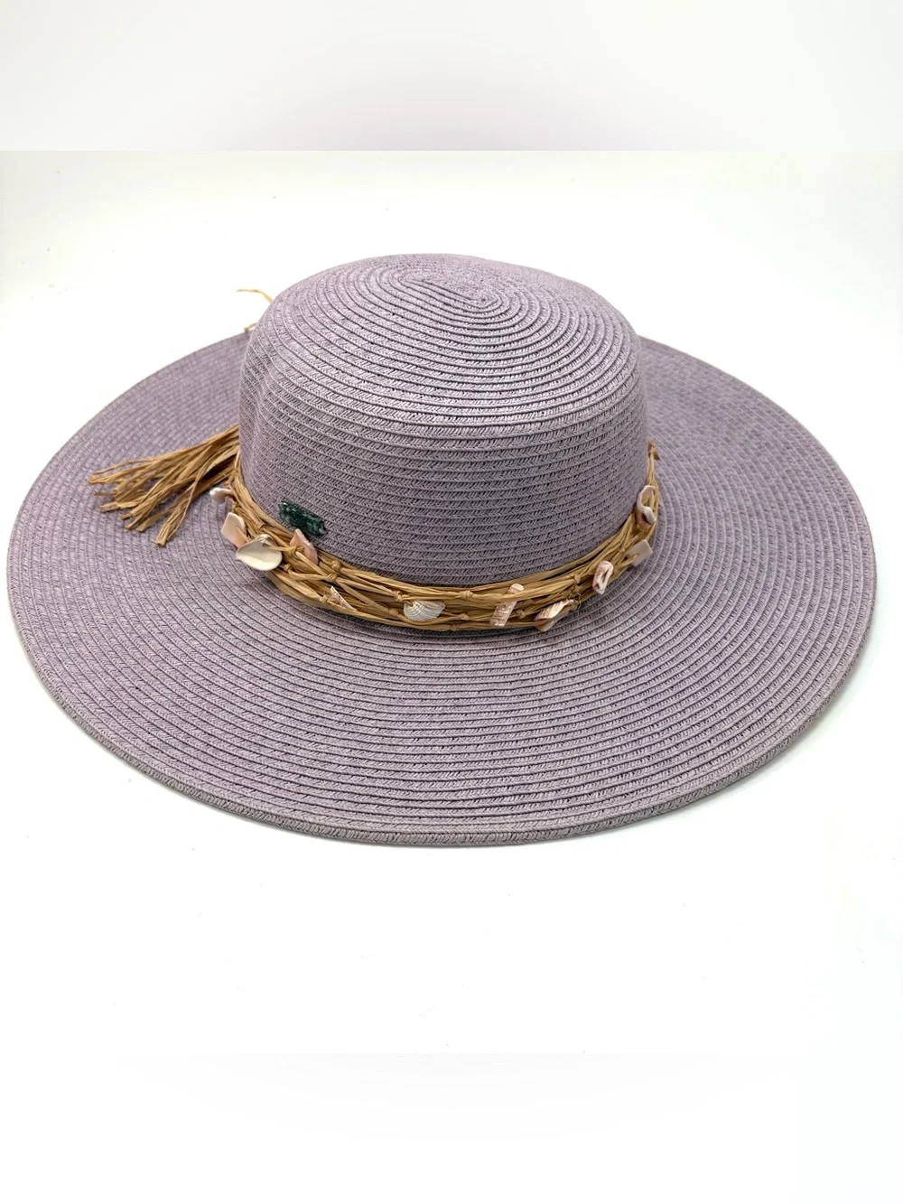Sun N Sand Floppy Wide Brim Sun Hat Woven Beach Garden Boho Lavender.